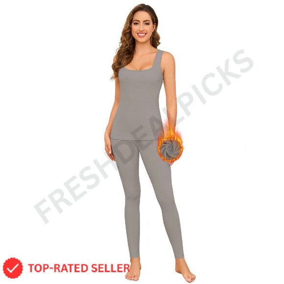Fleece Lined Thermal Underwear Set Long Johns Base Layer Winter Warm